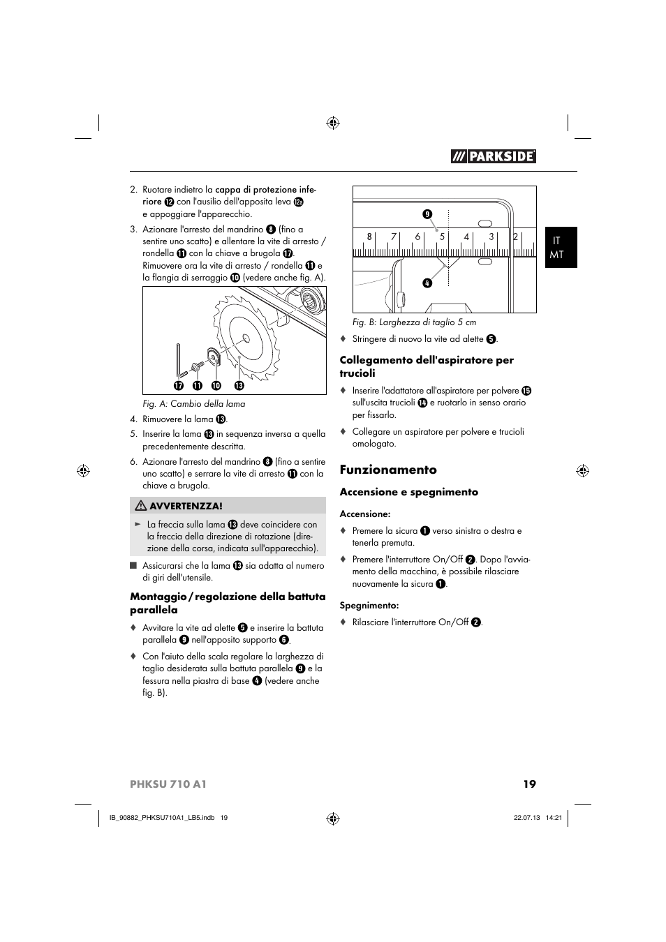 Funzionamento | Parkside PHKSU 710 A1 User Manual | Page 22 / 64