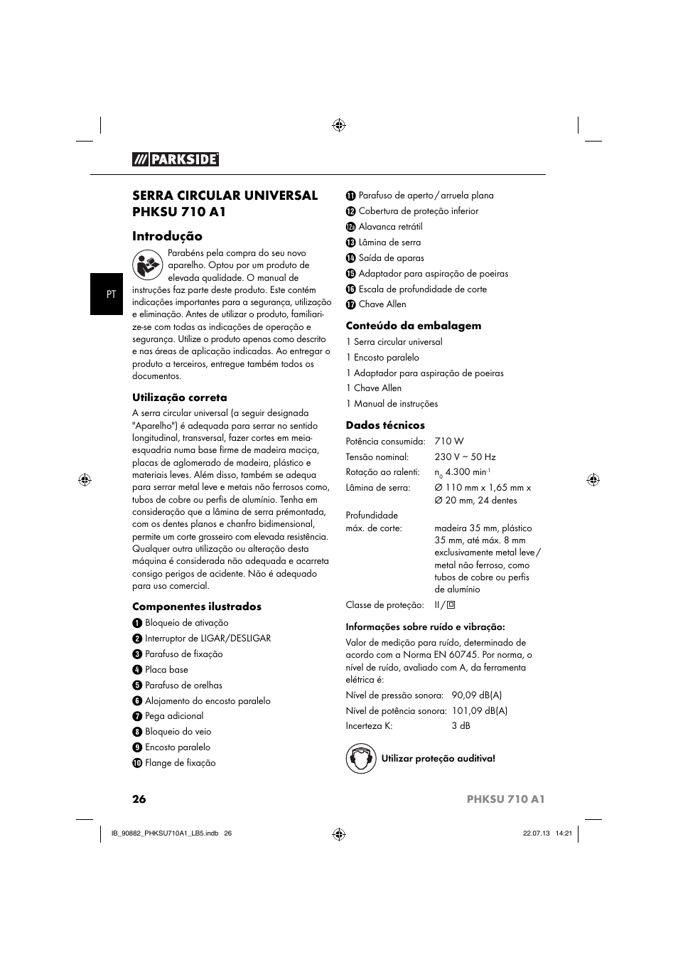Serra circular universal phksu 710 a1 introdução | Parkside PHKSU 710 A1 User Manual | Page 29 / 64
