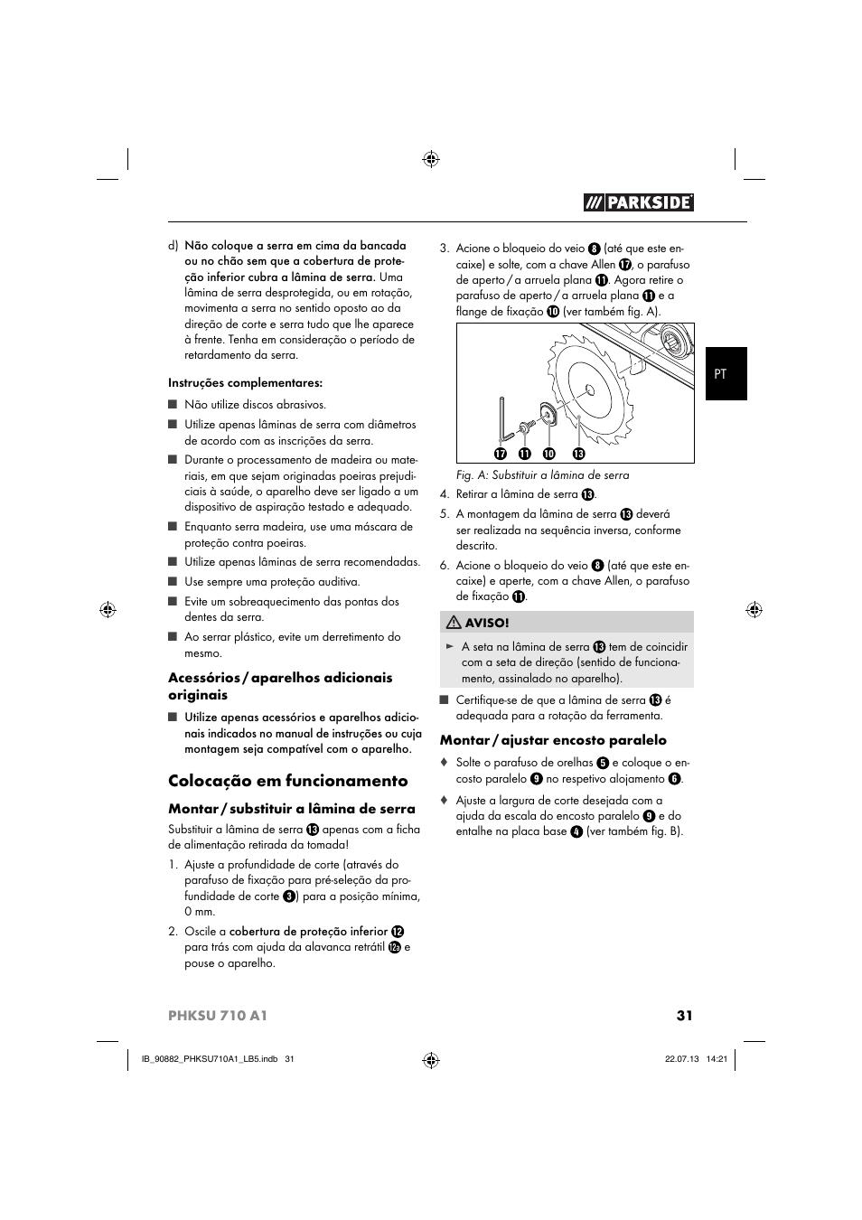 Colocação em funcionamento | Parkside PHKSU 710 A1 User Manual | Page 34 / 64