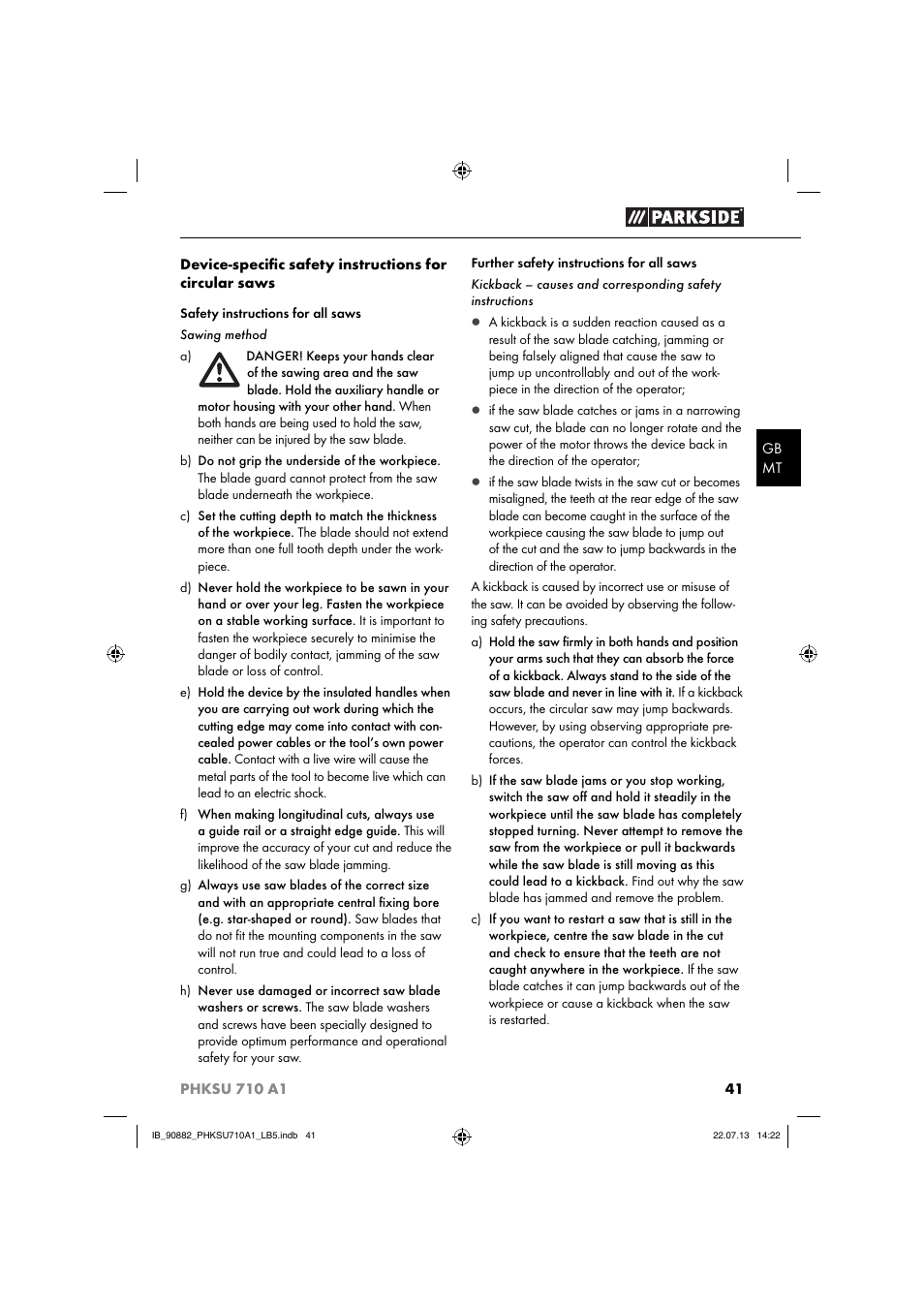 Parkside PHKSU 710 A1 User Manual | Page 44 / 64