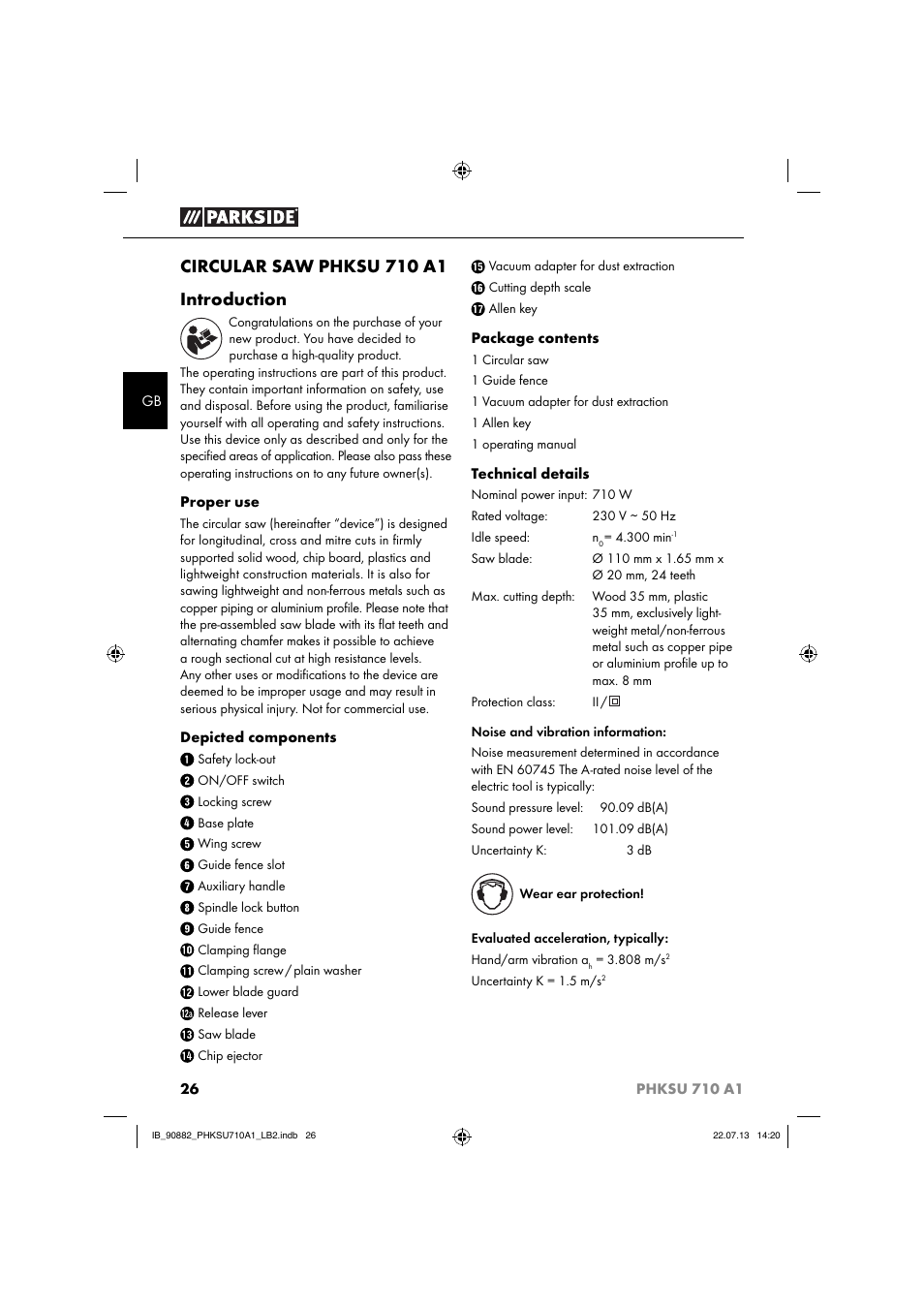 Circular saw phksu 710 a1 introduction | Parkside PHKSU 710 A1 User Manual | Page 29 / 40