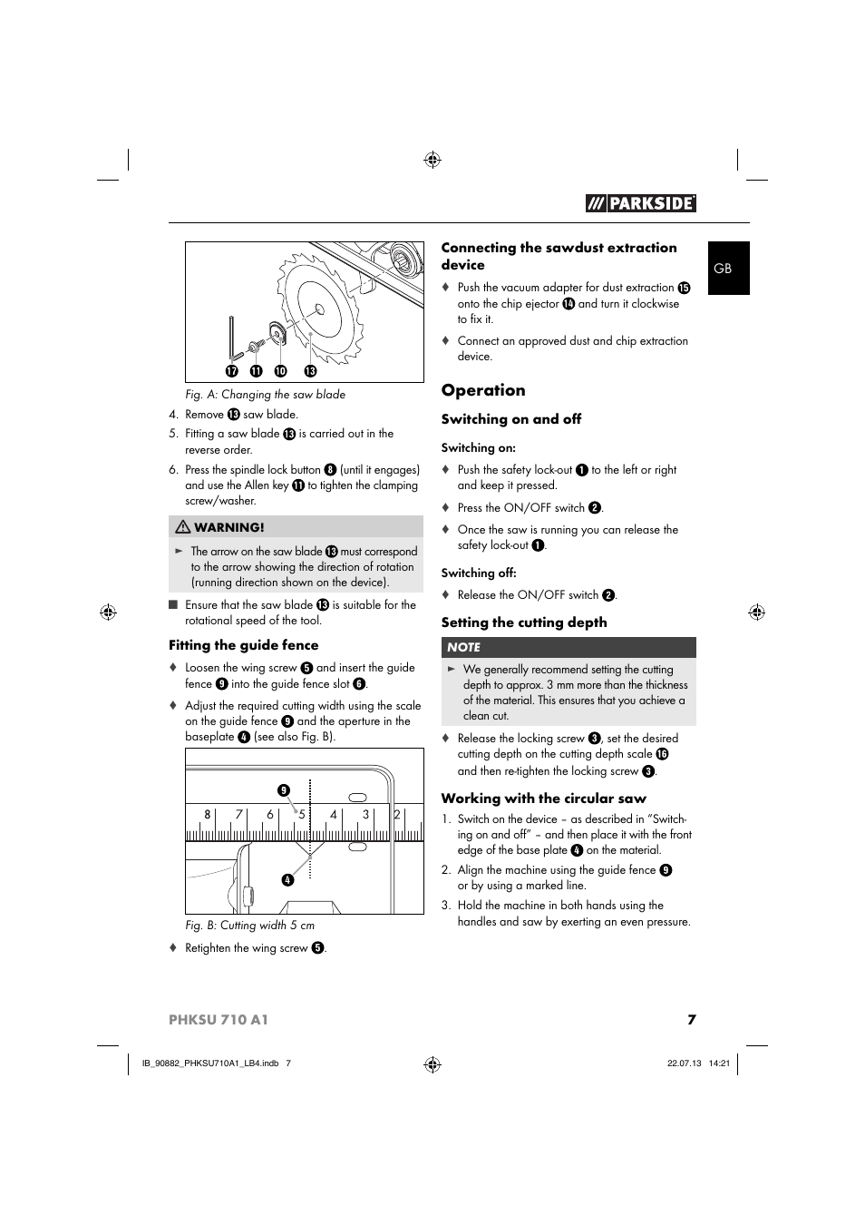 Operation | Parkside PHKSU 710 A1 User Manual | Page 10 / 64