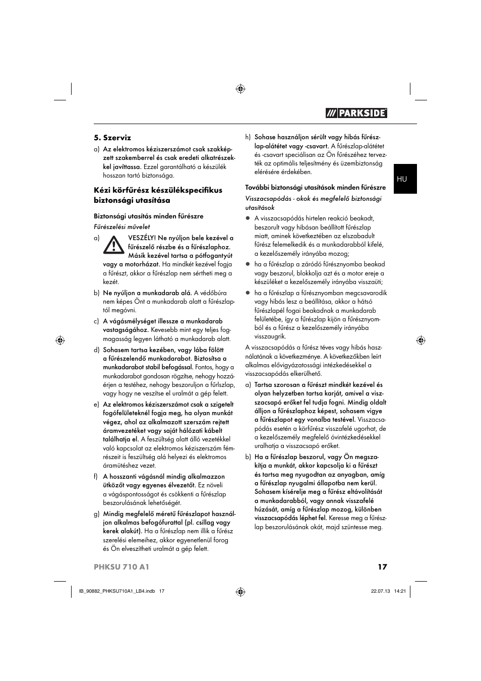 Parkside PHKSU 710 A1 User Manual | Page 20 / 64