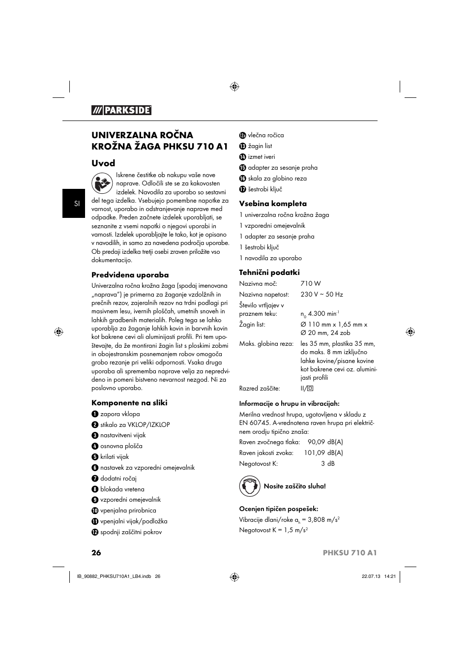 Univerzalna ročna krožna žaga phksu 710 a1 uvod | Parkside PHKSU 710 A1 User Manual | Page 29 / 64