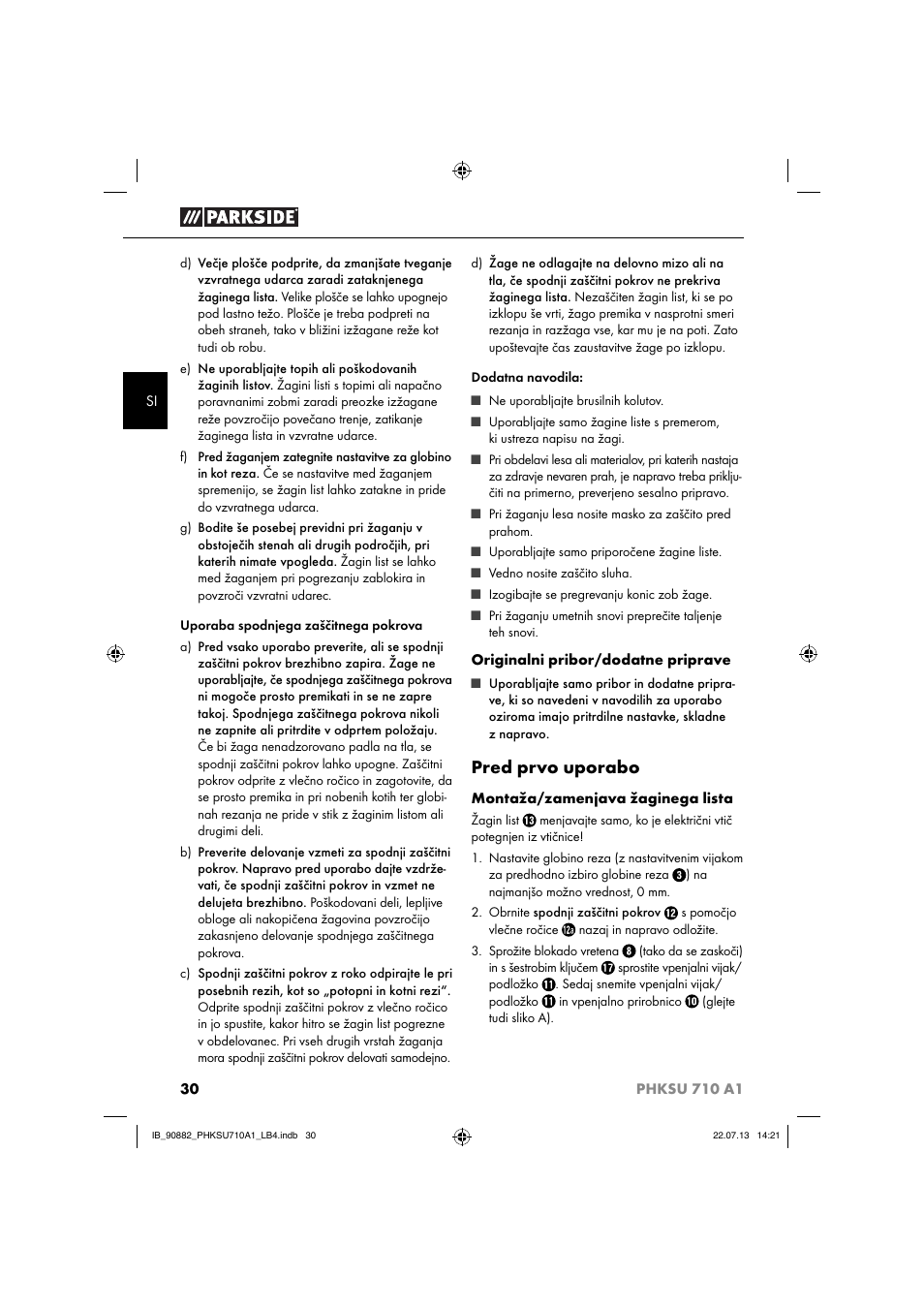 Pred prvo uporabo | Parkside PHKSU 710 A1 User Manual | Page 33 / 64