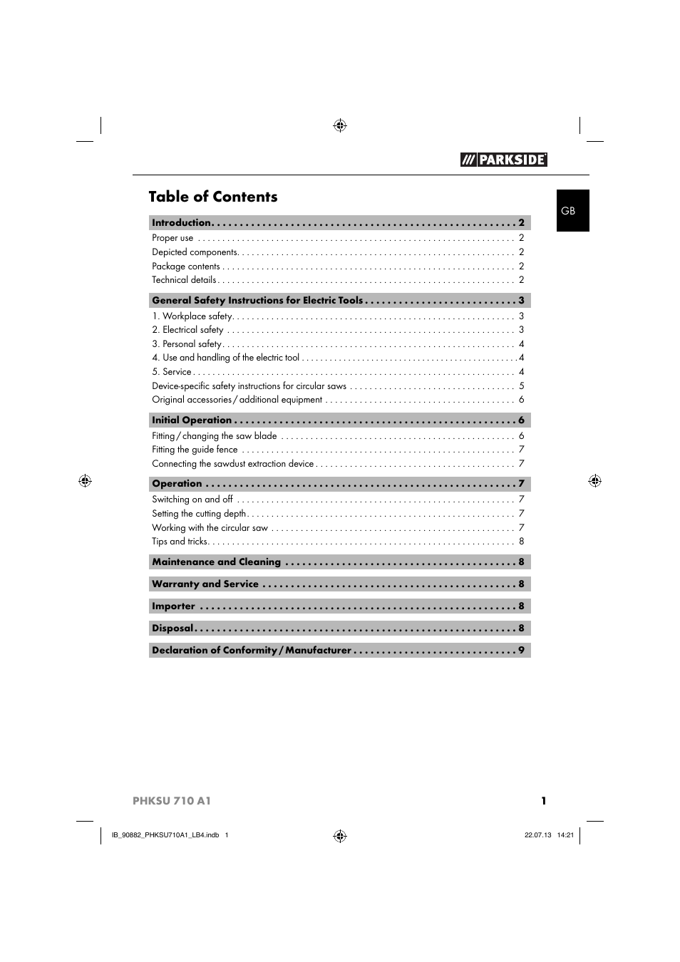 Parkside PHKSU 710 A1 User Manual | Page 4 / 64