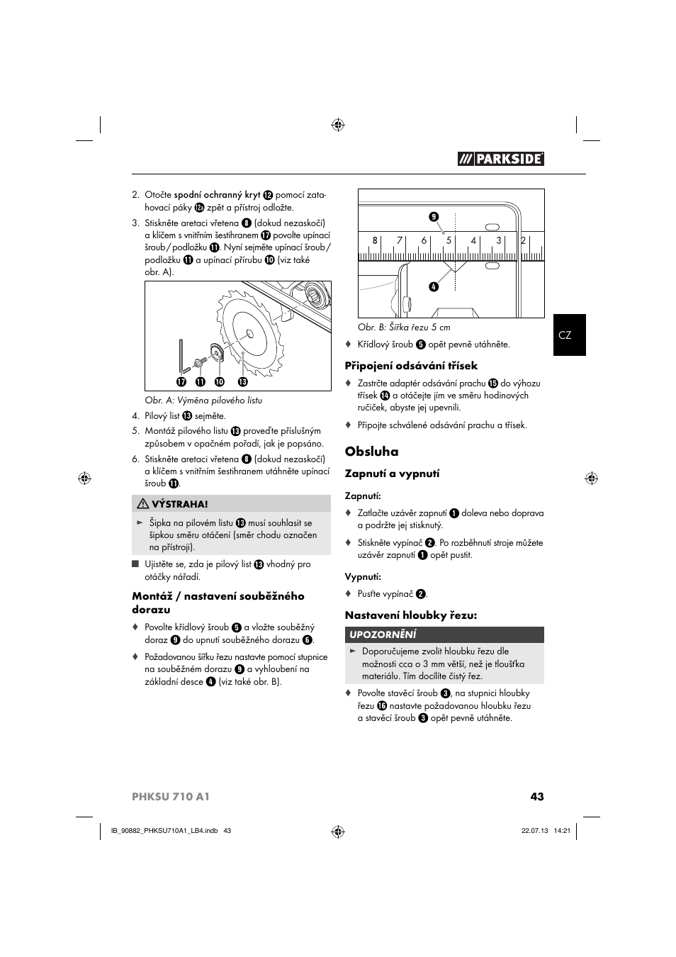 Obsluha | Parkside PHKSU 710 A1 User Manual | Page 46 / 64