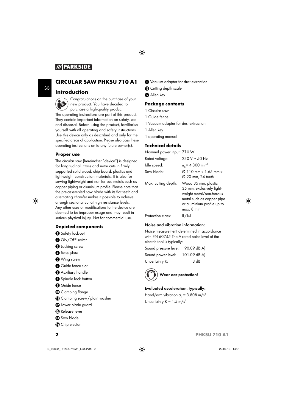 Circular saw phksu 710 a1 introduction | Parkside PHKSU 710 A1 User Manual | Page 5 / 64