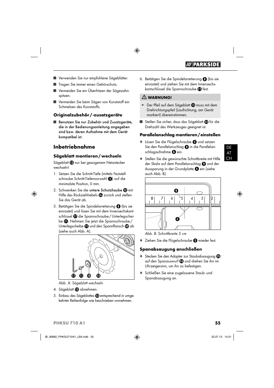 Inbetriebnahme | Parkside PHKSU 710 A1 User Manual | Page 58 / 64