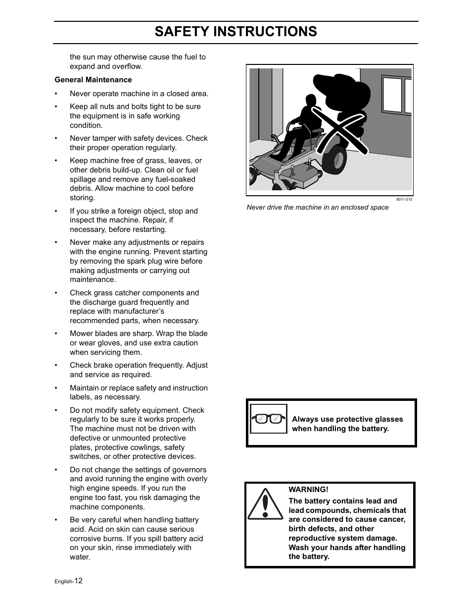 Safety instructions | Dixon RAM 50 / 968999552 User Manual | Page 14 / 88