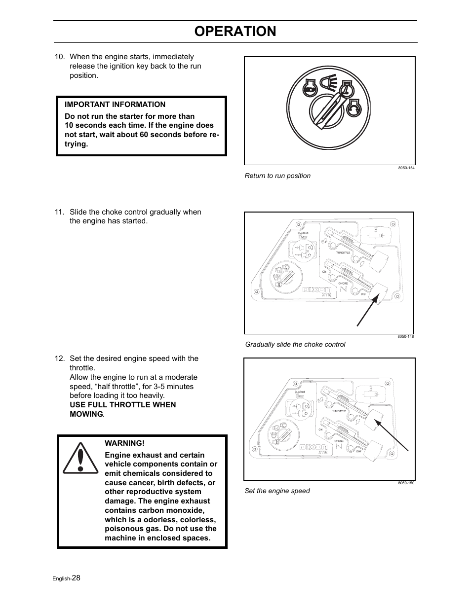 Operation | Dixon RAM 50 / 968999552 User Manual | Page 30 / 88