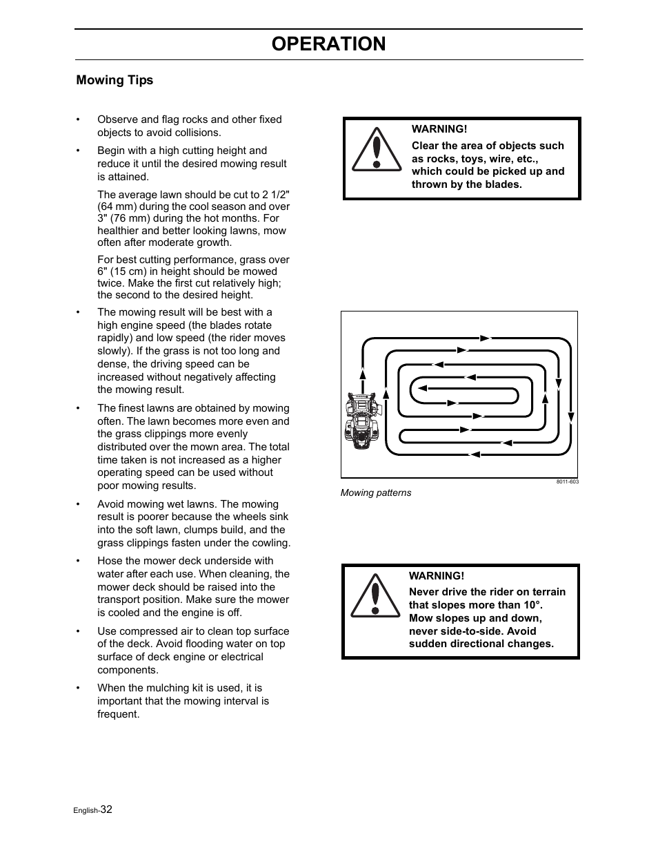 Operation | Dixon RAM 50 / 968999552 User Manual | Page 34 / 88