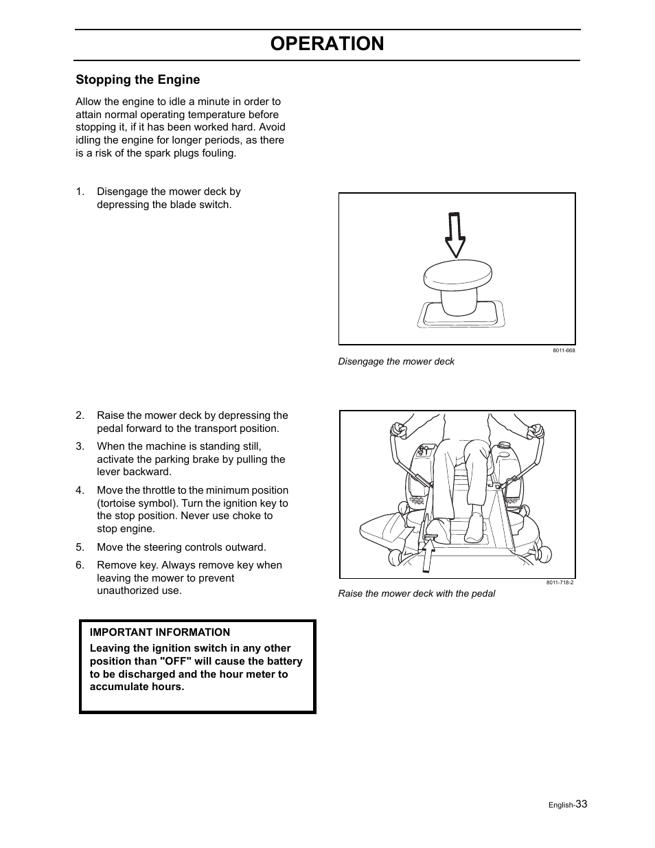 Operation | Dixon RAM 50 / 968999552 User Manual | Page 35 / 88