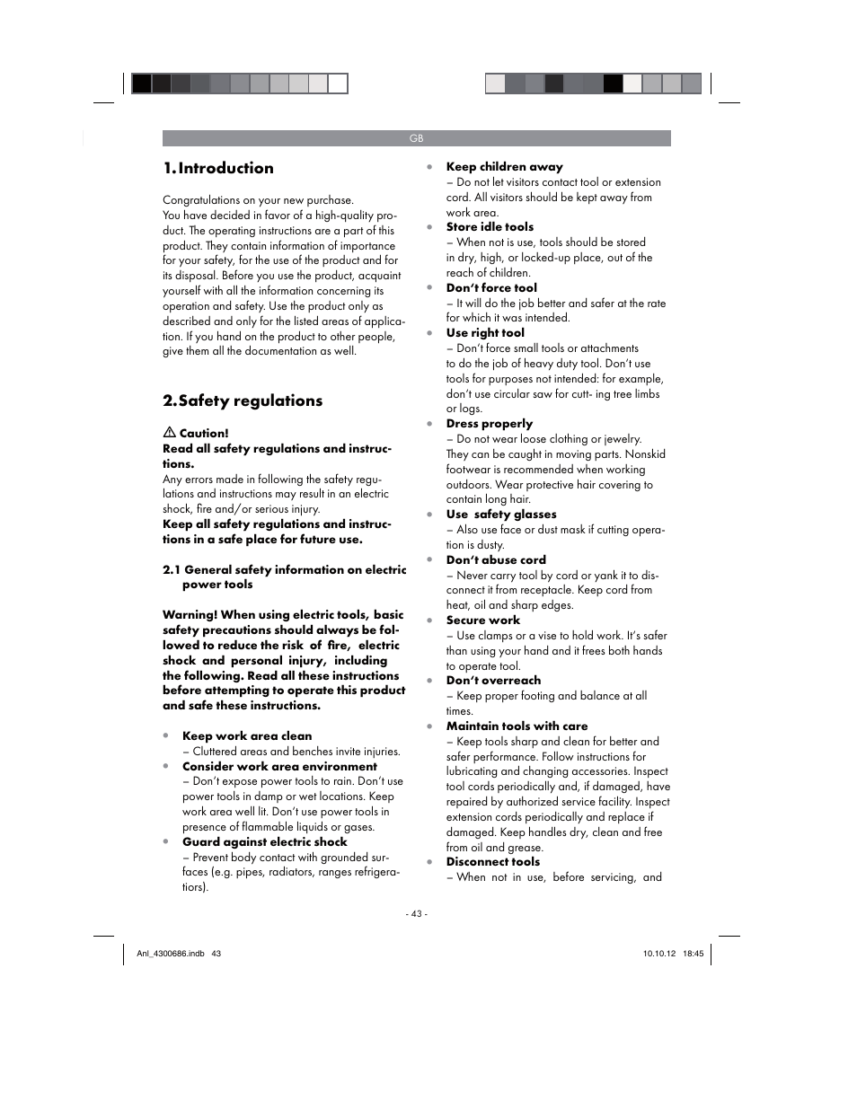 Parkside PKS 1700 B2 User Manual | Page 43 / 58