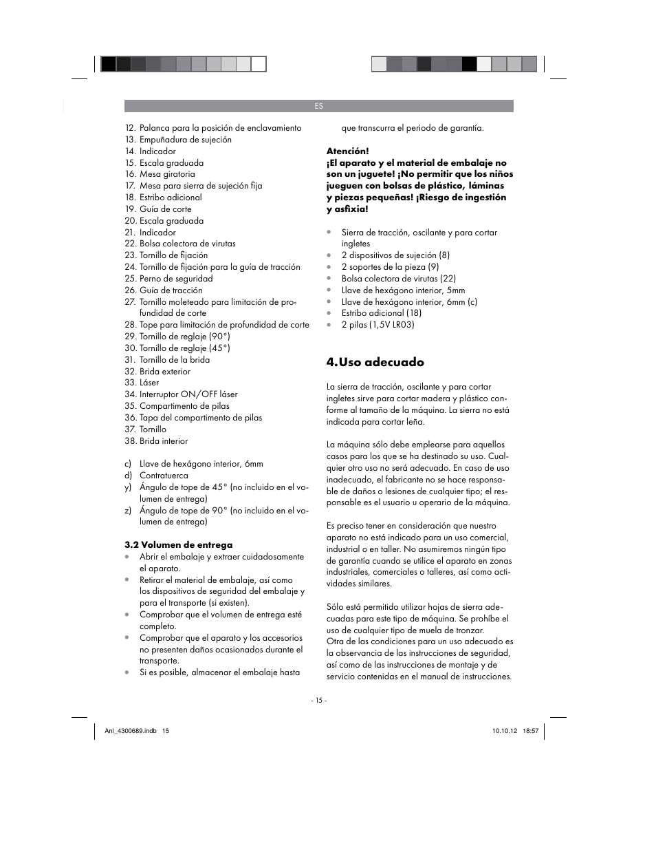 Uso adecuado | Parkside PKS 1700 B2 User Manual | Page 15 / 90
