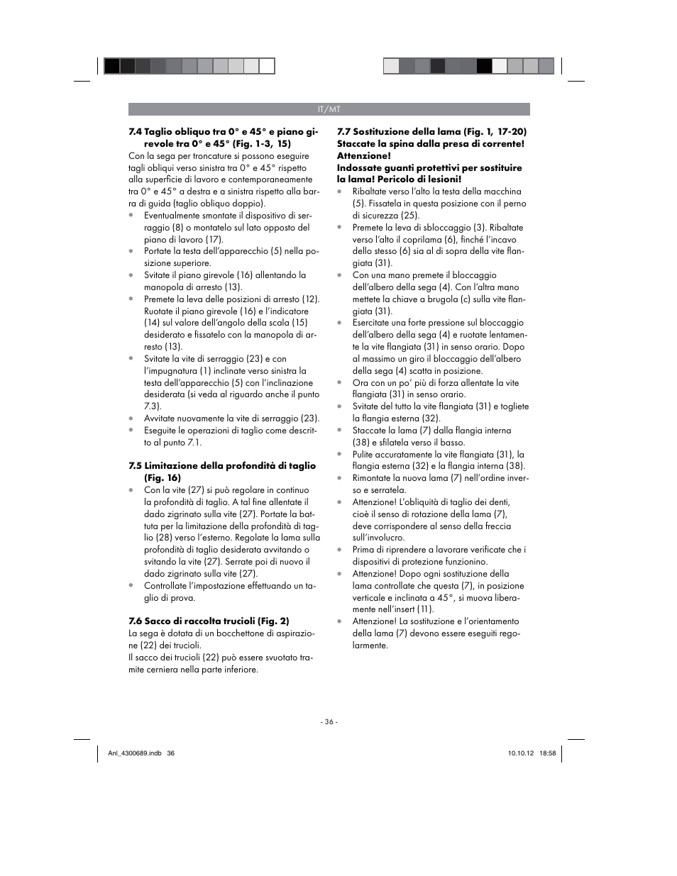 Parkside PKS 1700 B2 User Manual | Page 36 / 90