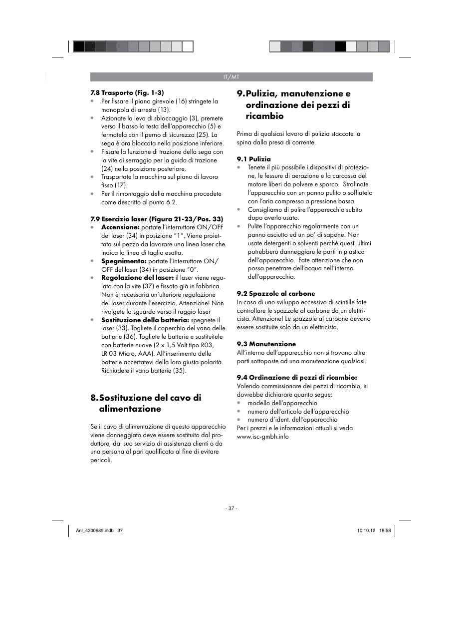 Parkside PKS 1700 B2 User Manual | Page 37 / 90