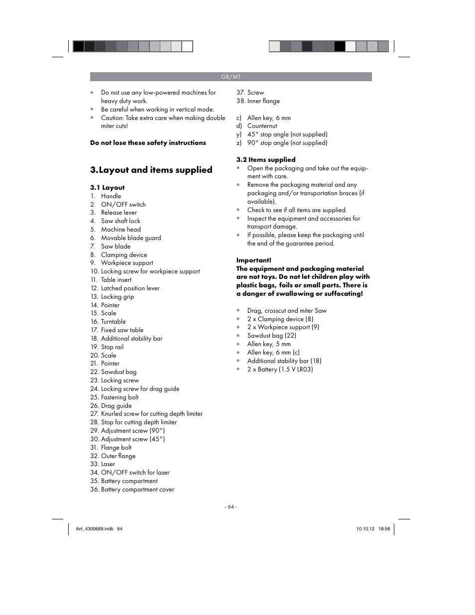 Parkside PKS 1700 B2 User Manual | Page 64 / 90