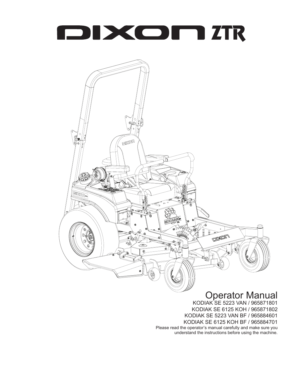 Dixon Kodiak 965884601 User Manual | 72 pages