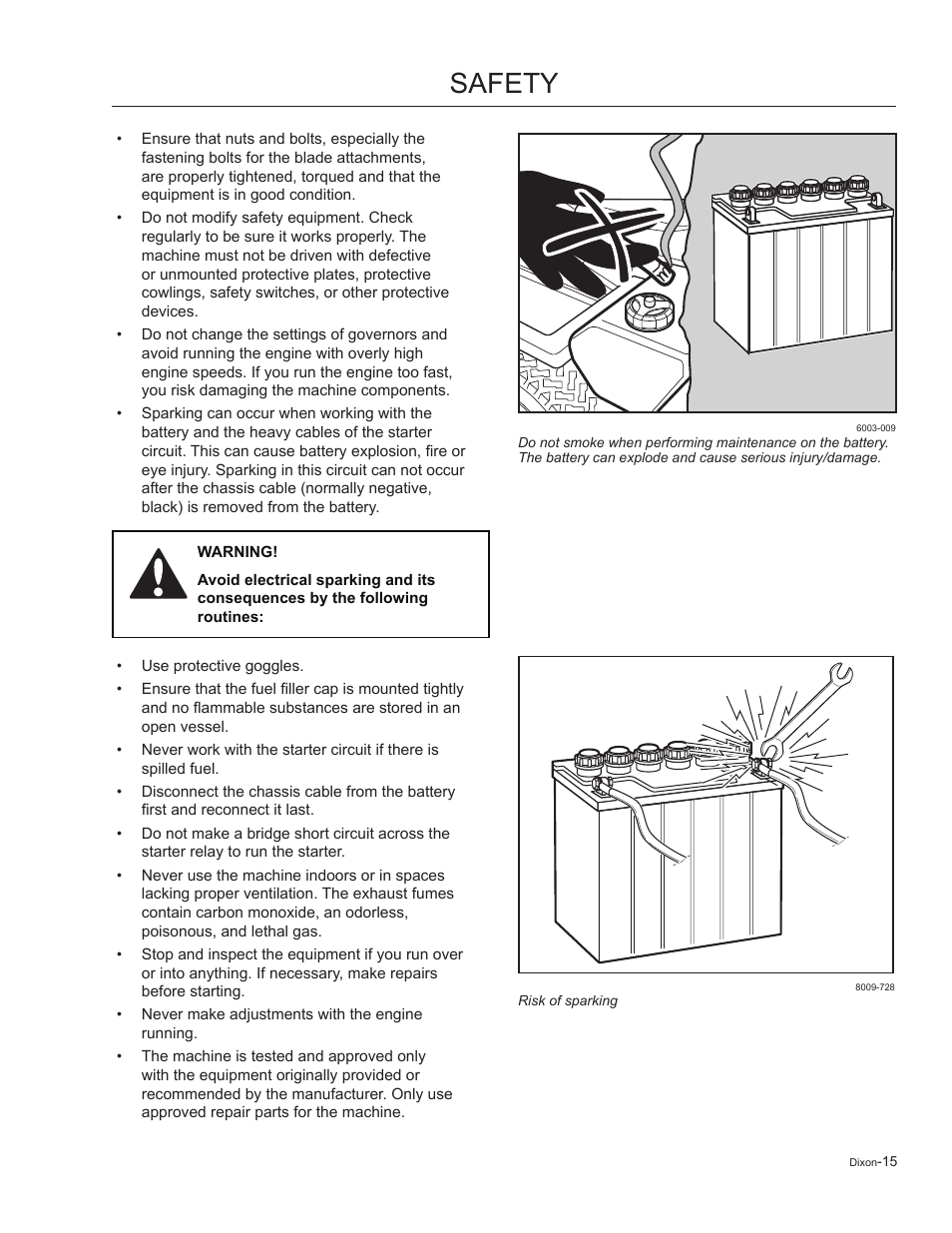 Safety | Dixon Kodiak 965884601 User Manual | Page 15 / 72