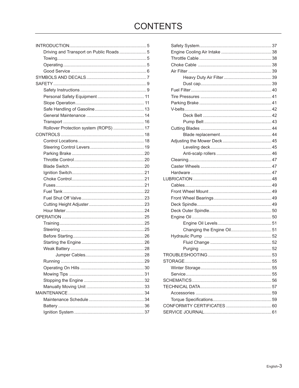 Dixon Kodiak 965884601 User Manual | Page 3 / 72