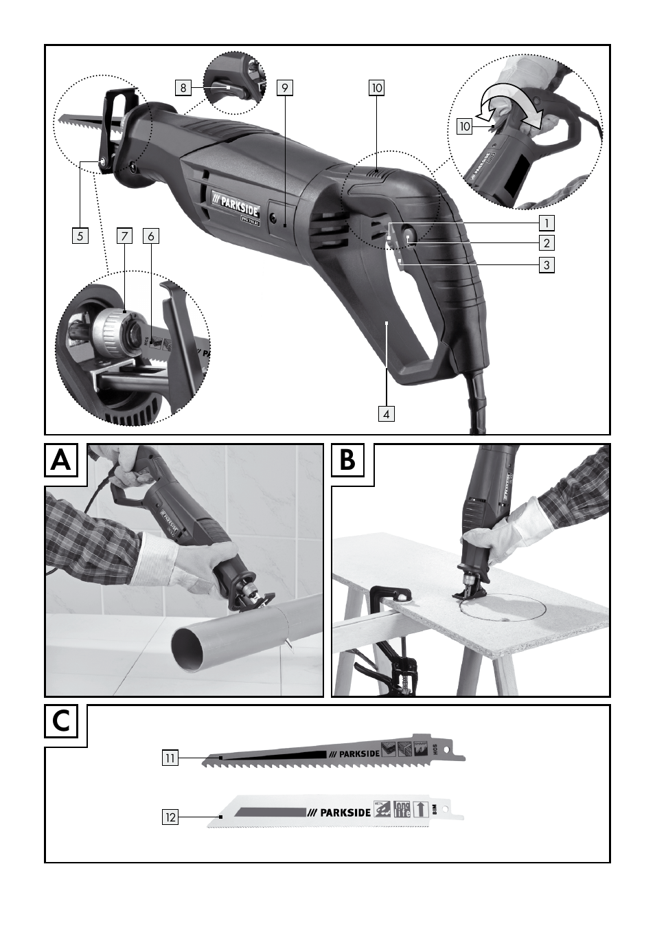 Ab c | Parkside PFS 710 A1 User Manual | Page 3 / 54