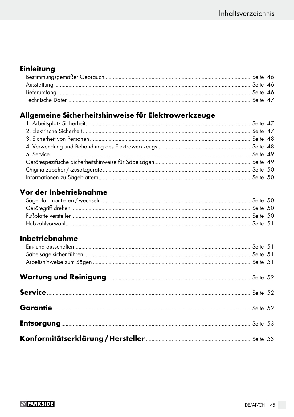 Parkside PFS 710 A1 User Manual | Page 45 / 54