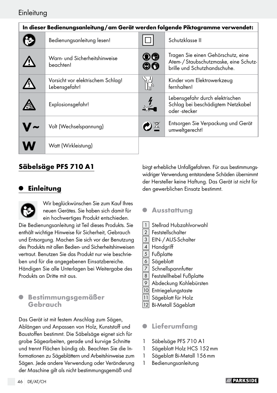 Parkside PFS 710 A1 User Manual | Page 46 / 54