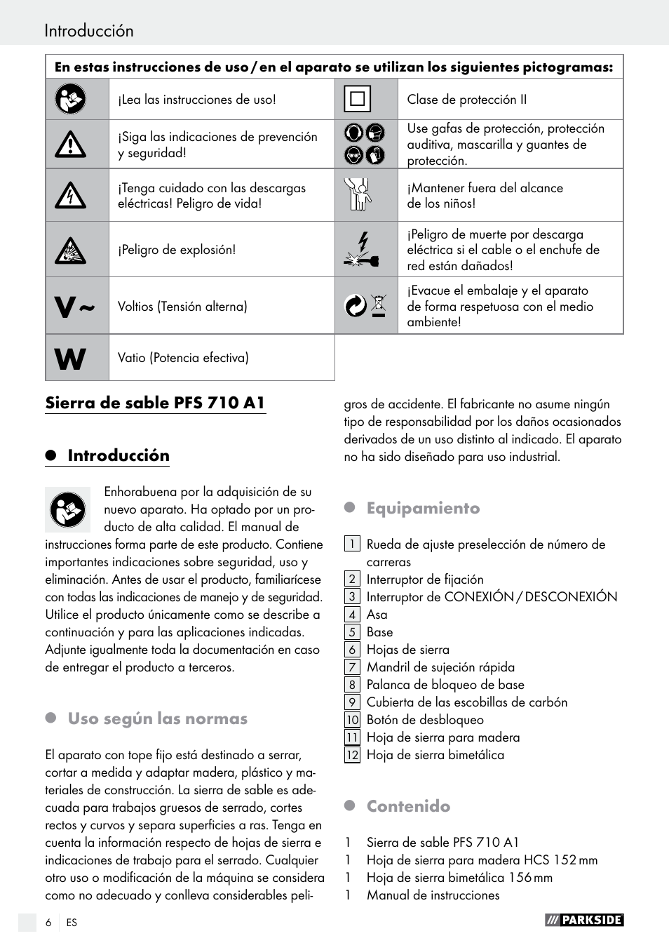 Parkside PFS 710 A1 User Manual | Page 6 / 54