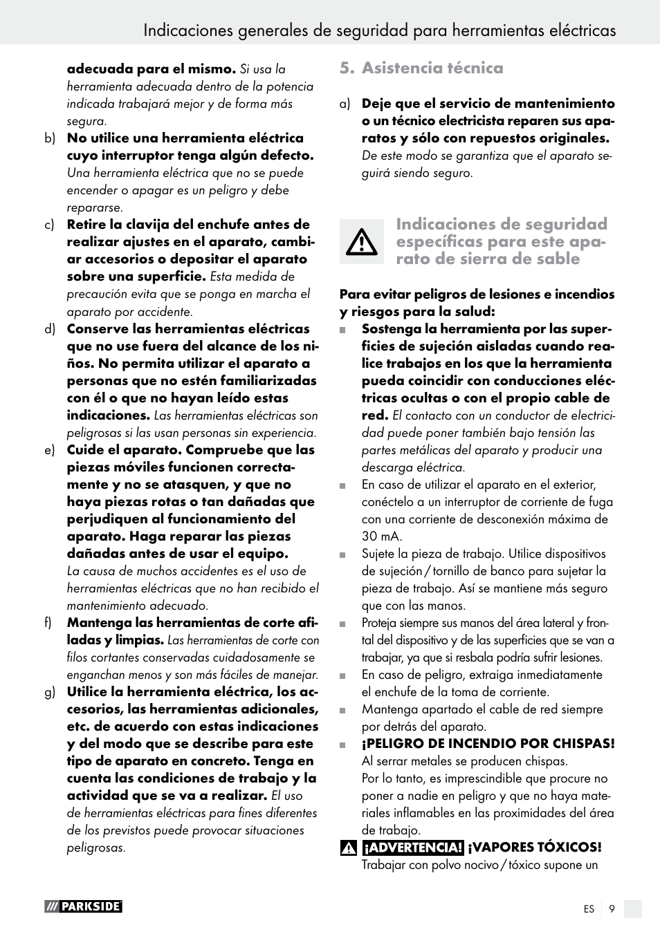 Asistencia técnica | Parkside PFS 710 A1 User Manual | Page 9 / 54