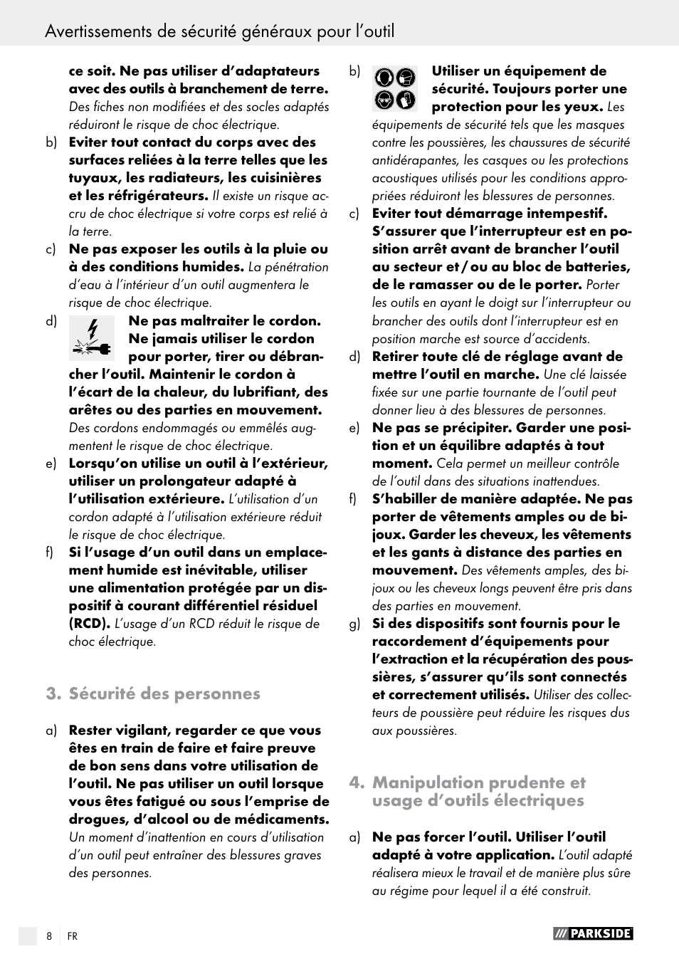 Avertissements de sécurité généraux pour l’outil | Parkside PFS 710 A1 User Manual | Page 8 / 34