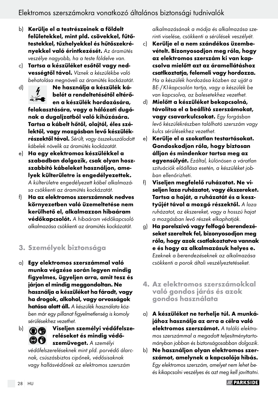 Személyek biztonsága | Parkside PFS 710 A1 User Manual | Page 28 / 76
