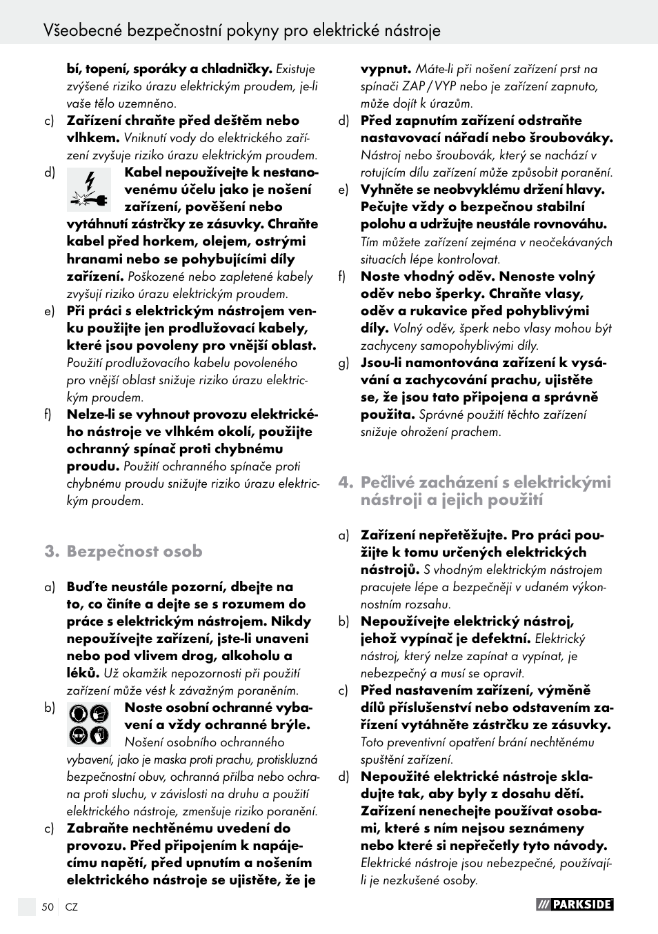 Bezpečnost osob | Parkside PFS 710 A1 User Manual | Page 50 / 76