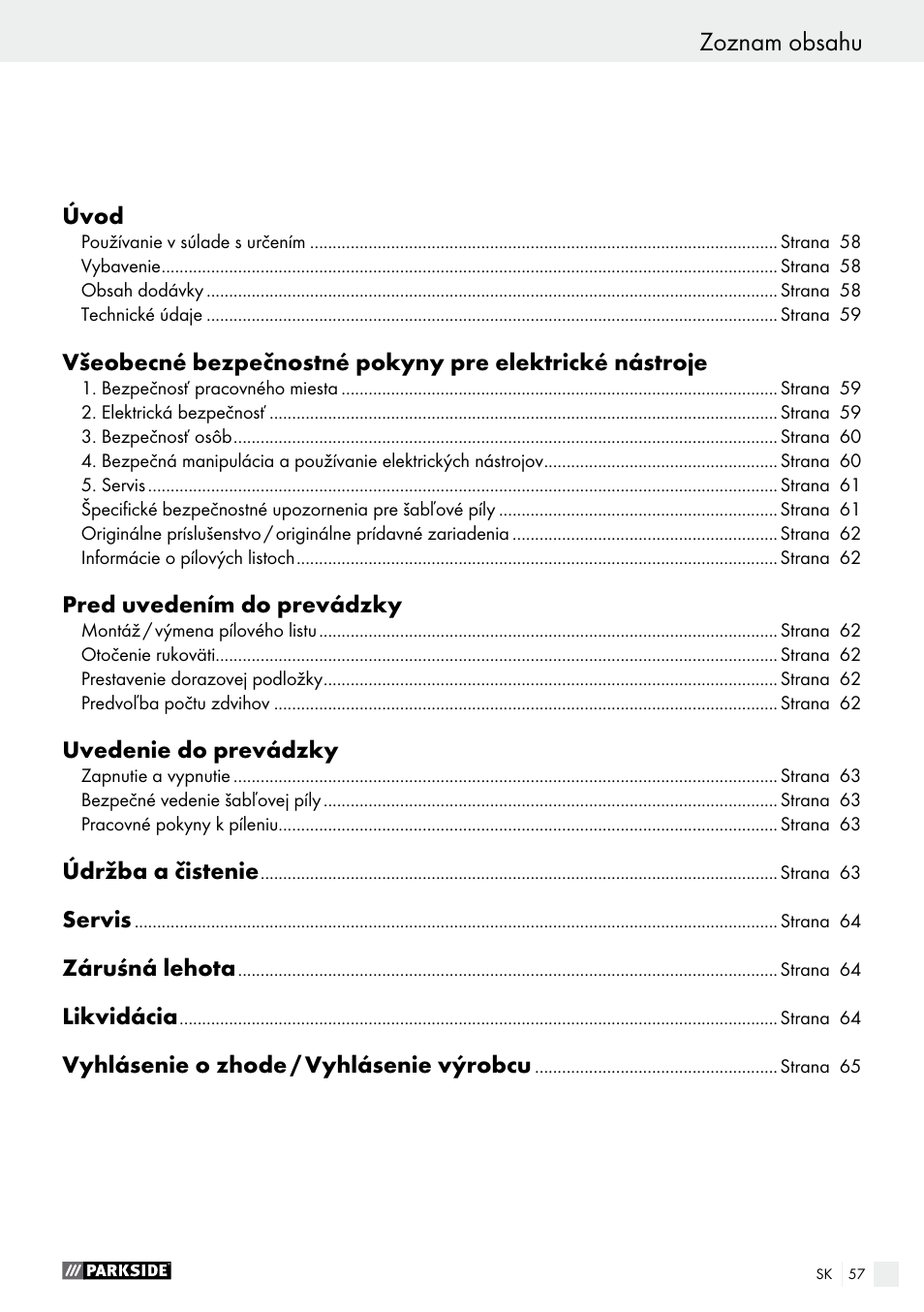 Parkside PFS 710 A1 User Manual | Page 57 / 76