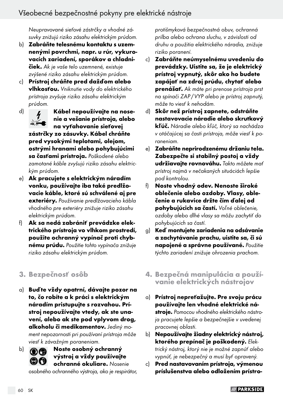 Bezpečnosť osôb | Parkside PFS 710 A1 User Manual | Page 60 / 76