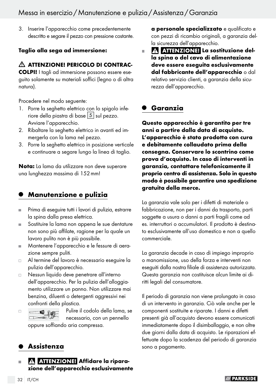 Manutenzione e pulizia, Assistenza, Garanzia | Parkside PFS 710 A1 User Manual | Page 32 / 44