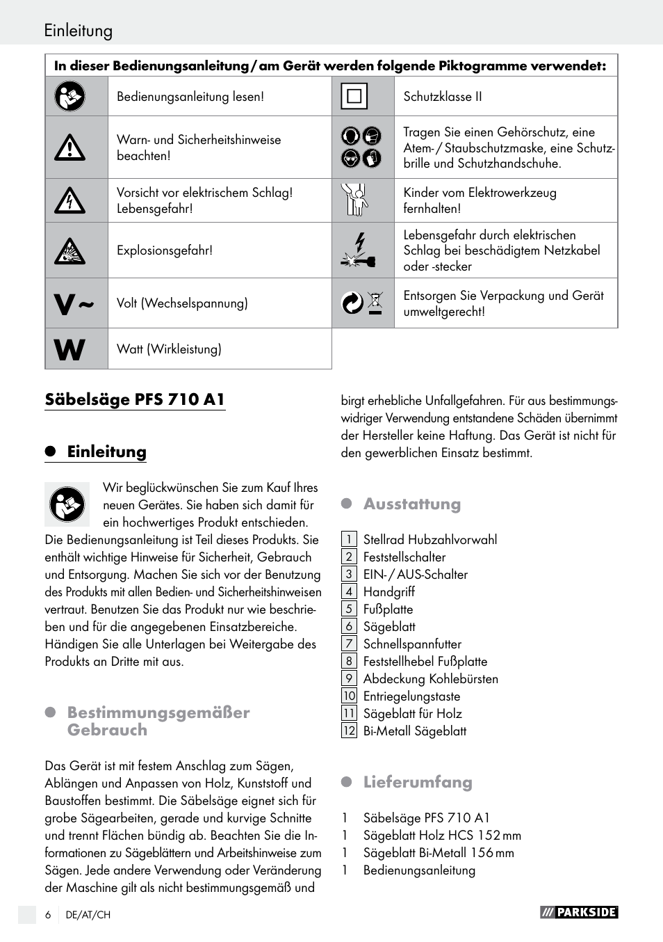 Parkside PFS 710 A1 User Manual | Page 6 / 44