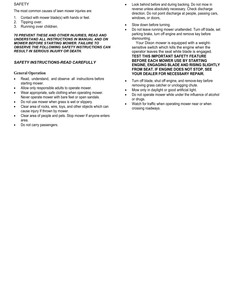 Dixon ZTR Mowers User Manual | Page 3 / 11