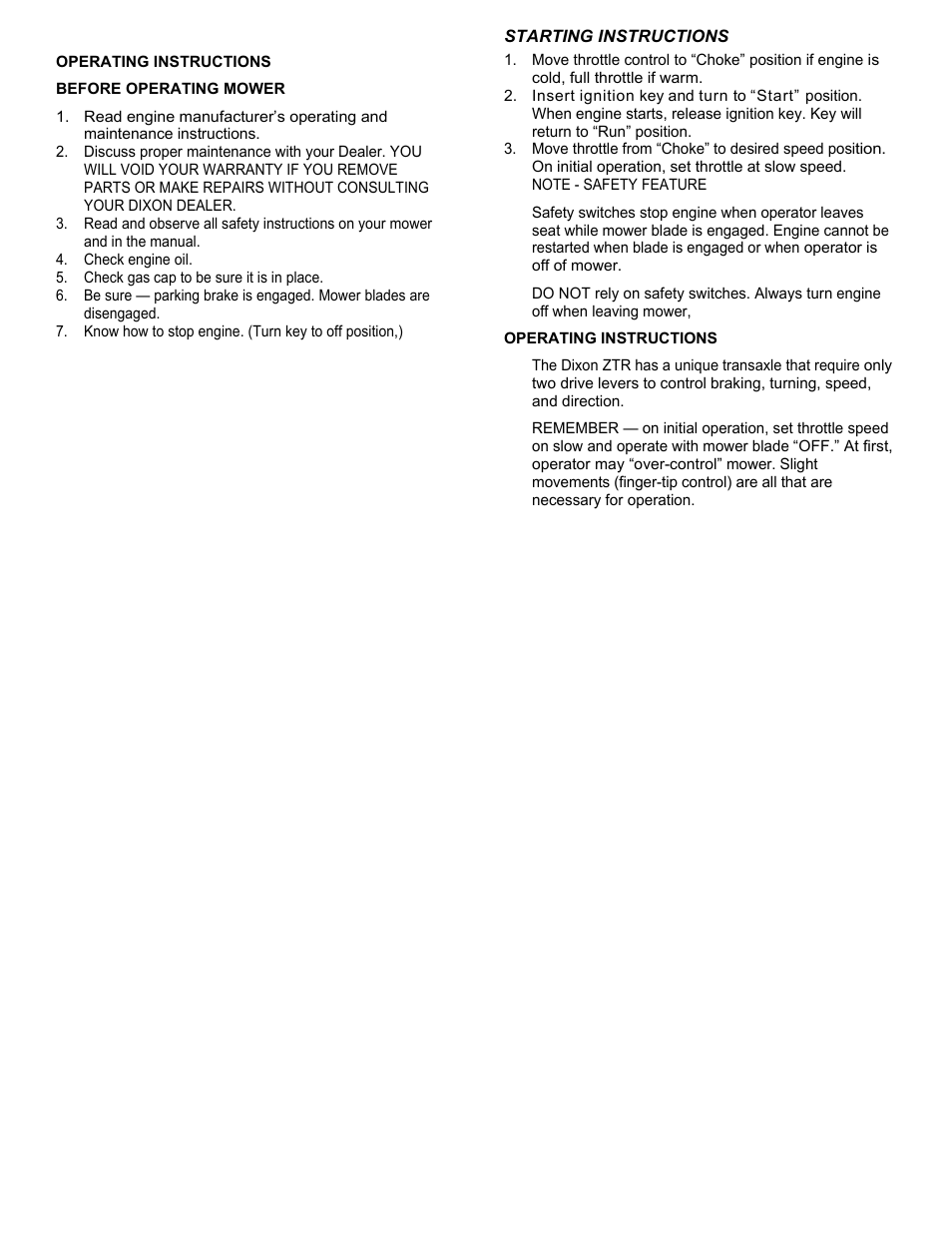 Dixon ZTR Mowers User Manual | Page 6 / 11