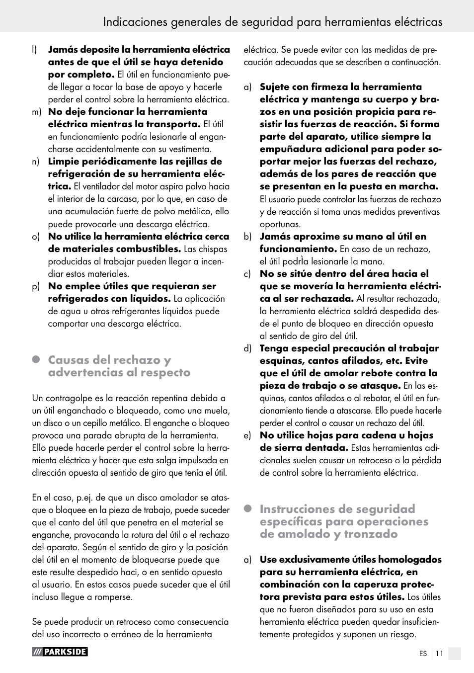 Causas del rechazo y advertencias al respecto | Parkside PFBS 9.6 A1 User Manual | Page 11 / 74