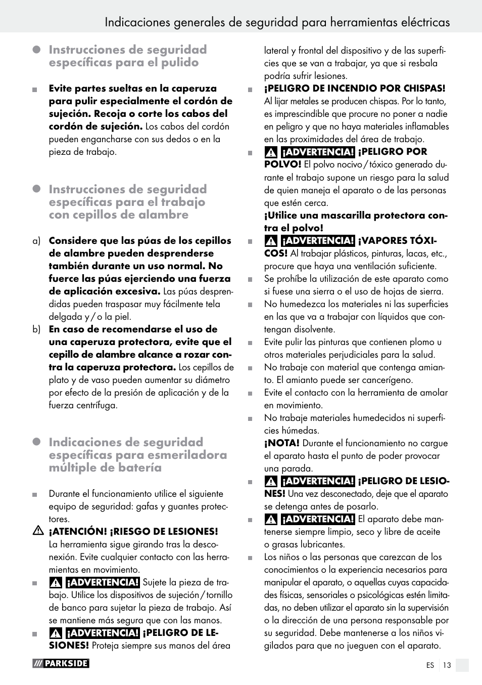 Parkside PFBS 9.6 A1 User Manual | Page 13 / 74