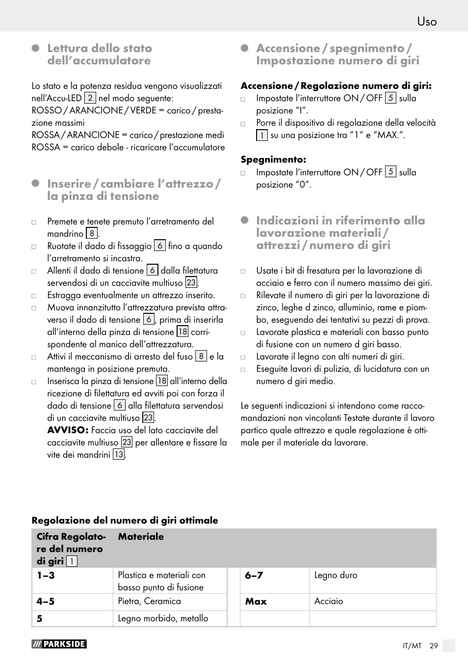 Lettura dello stato dell’accumulatore | Parkside PFBS 9.6 A1 User Manual | Page 29 / 74