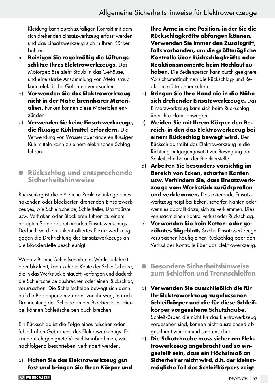Parkside PFBS 9.6 A1 User Manual | Page 67 / 74