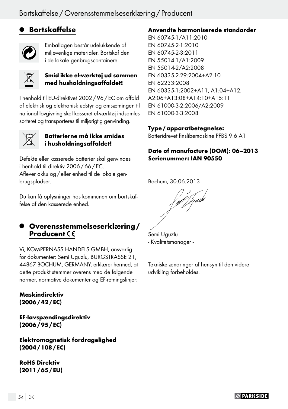 Parkside PFBS 9.6 A1 User Manual | Page 54 / 96