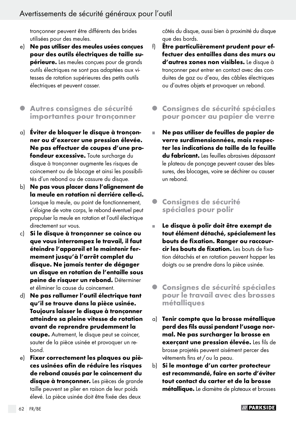 Parkside PFBS 9.6 A1 User Manual | Page 62 / 96