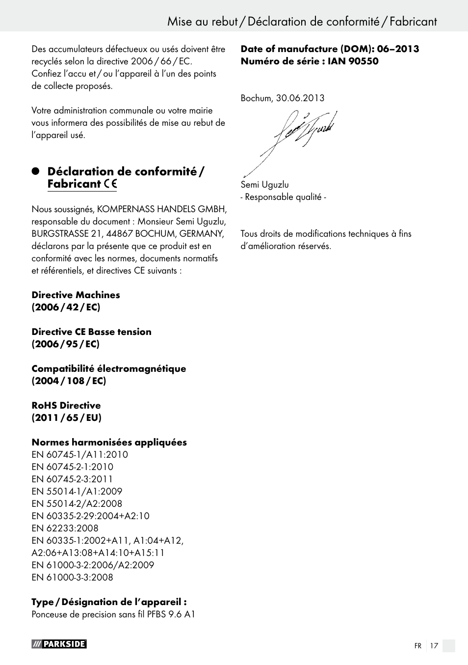 Parkside PFBS 9.6 A1 User Manual | Page 17 / 46