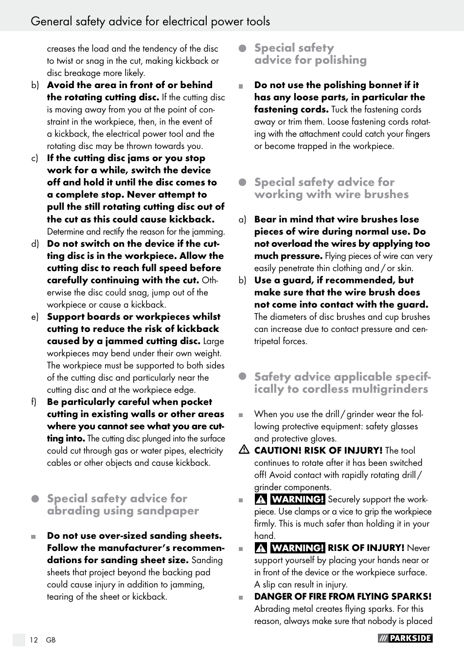 Parkside PFBS 9.6 A1 User Manual | Page 12 / 72