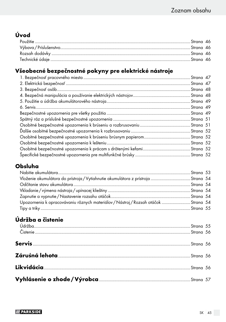 Parkside PFBS 9.6 A1 User Manual | Page 45 / 72