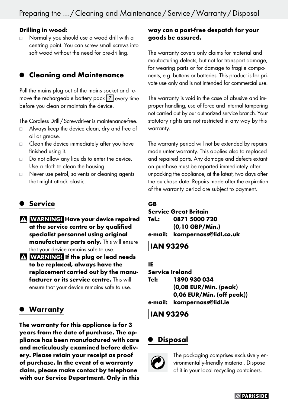 Parkside PABS 10.8 C2 User Manual | Page 12 / 75