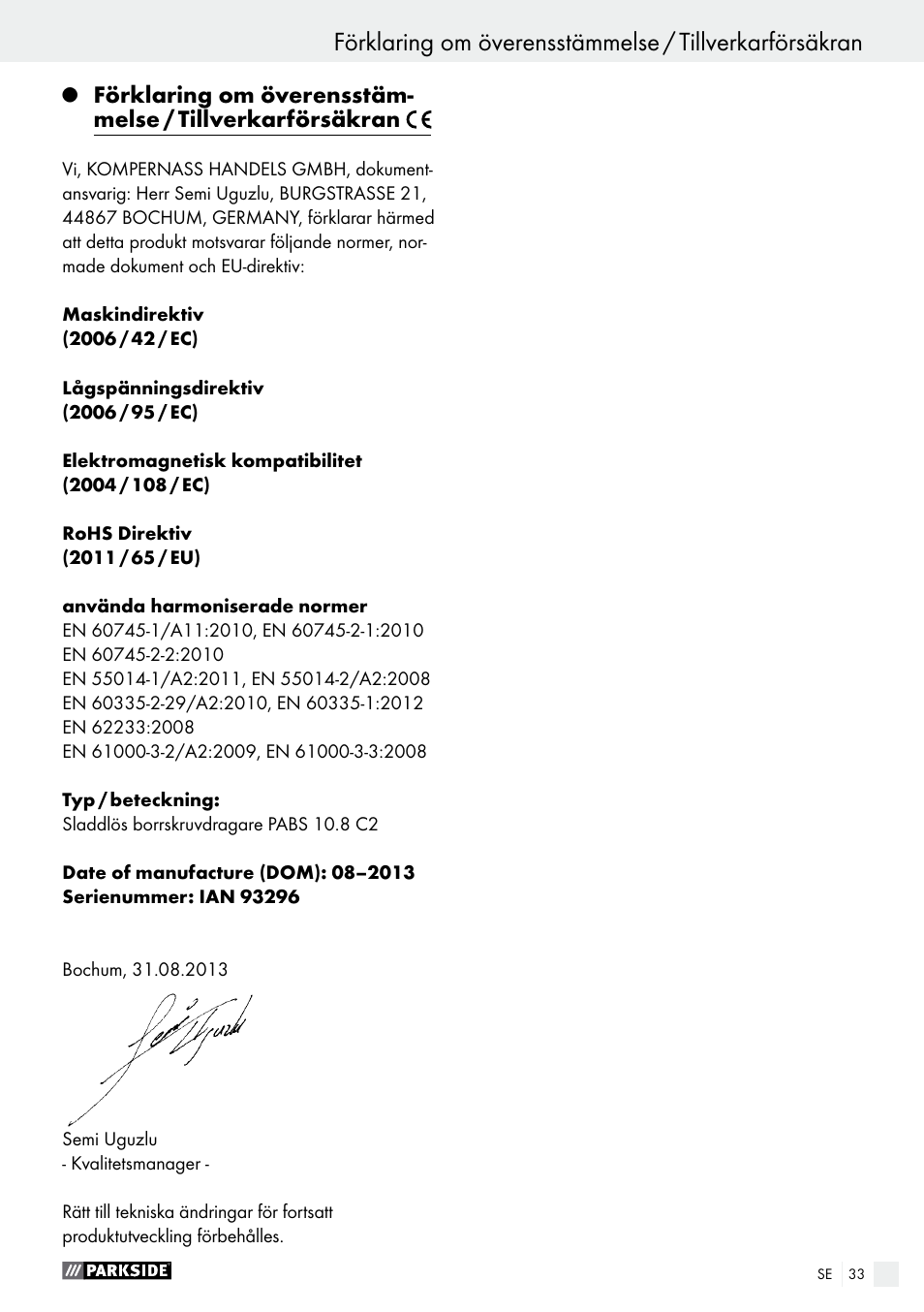 Parkside PABS 10.8 C2 User Manual | Page 33 / 75